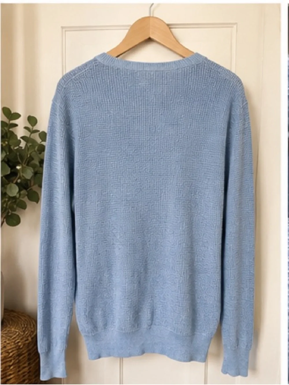 Polo Ralph Lauren 100% Linen Waffle Knit Sweater Blue Size Small Coastal